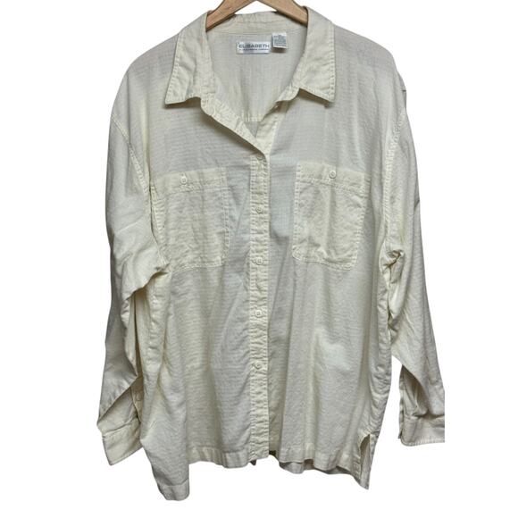 Elizabeth by Liz Claiborne Woman’s Button Down Cotton Shirt Lt Yellow Size 22 - Picture 6 of 8